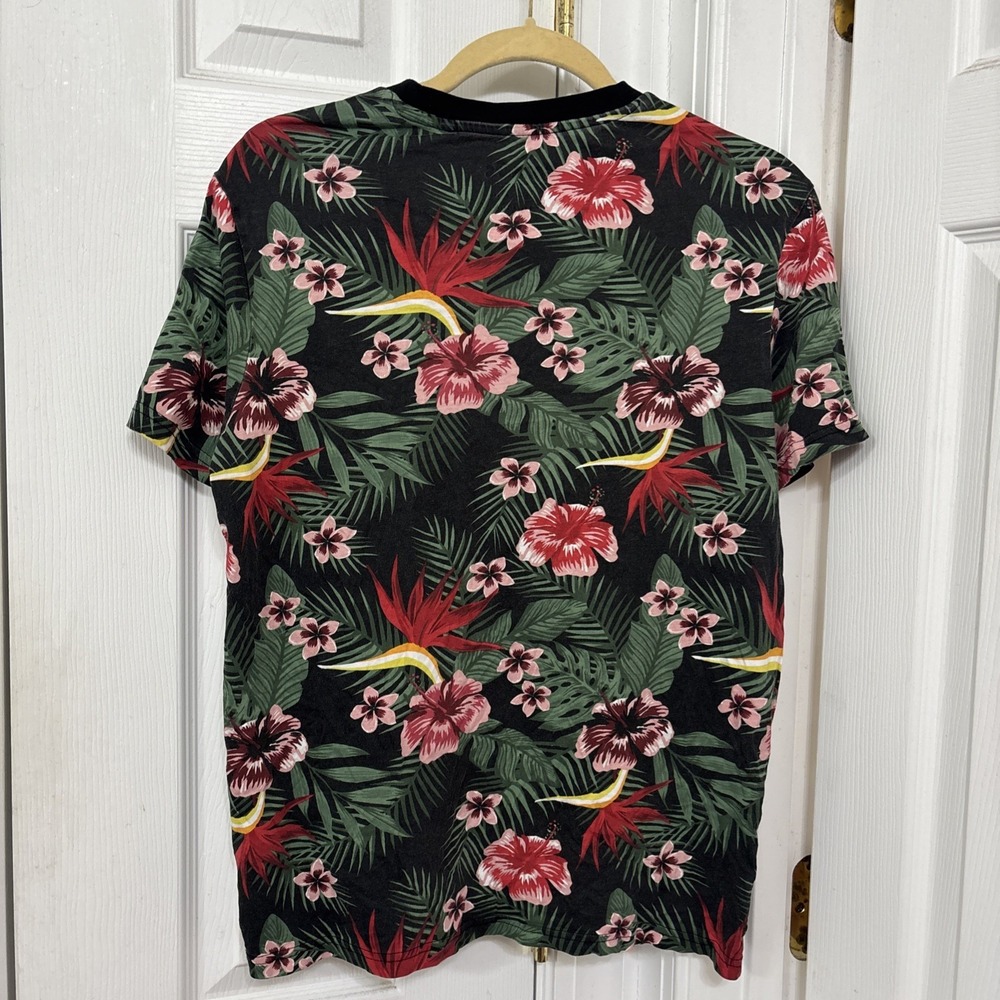 Guess Los Angeles Tropical Hawaiian Floral T-Shirt Mens Medium Green Multi 90s - Picture 2 of 8